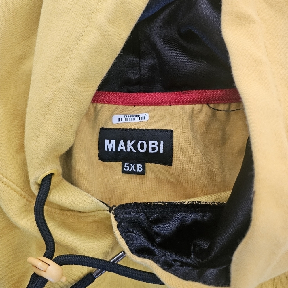 MAKOBI Yellow and Black Graphic Hoodie Size 5xb Street Wear - Picture 7 of 10